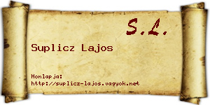 Suplicz Lajos névjegykártya